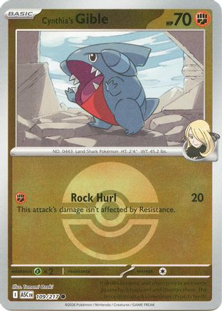 Cynthia's Gible (Poke Ball) (109) - Reverse Holofoil ME Ascended Heroes - Common