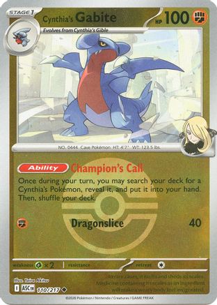 Cynthia's Gabite (Poke Ball) (110) - Reverse Holofoil ME Ascended Heroes - Uncommon