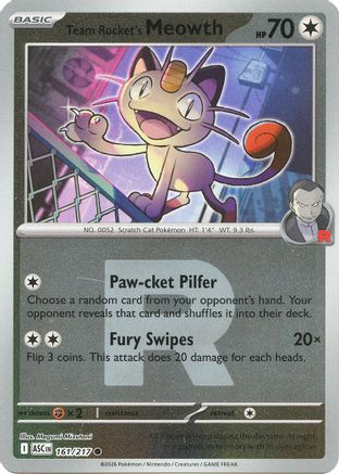Team Rocket's Meowth (Team Rocket) (161/217) - Reverse Holofoil ME Ascended Heroes - Common
