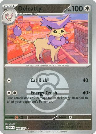 Delcatty (Love Ball) (166) - Reverse Holofoil ME Ascended Heroes - Uncommon