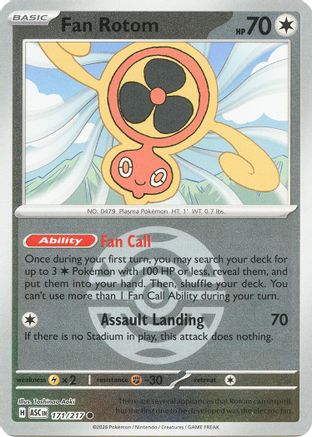 Fan Rotom (Dusk Ball) (171/217) - Reverse Holofoil ME Ascended Heroes - Common