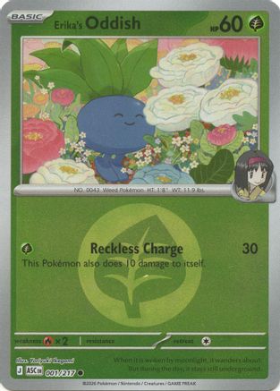Erika's Oddish (Energy Symbol Pattern) (001/217) - Reverse Holofoil ME Ascended Heroes - Common
