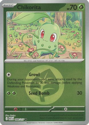 Chikorita (Energy Symbol Pattern) (008) - Reverse Holofoil ME Ascended Heroes - Common
