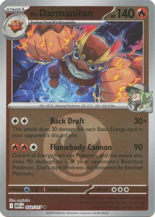 N's Darmanitan (Energy Symbol Pattern) (033/217) - Reverse Holofoil ME Ascended Heroes - Uncommon