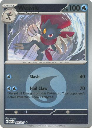 Weavile (Energy Symbol Pattern) (045/217) - Reverse Holofoil ME Ascended Heroes - Uncommon