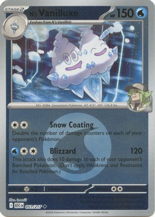 N's Vanilluxe (Energy Symbol Pattern) (051/217) - Reverse Holofoil ME Ascended Heroes - Uncommon