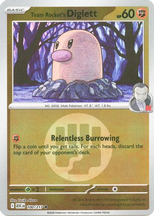Team Rocket's Diglett (Energy Symbol Pattern) (100/217) - Reverse Holofoil ME Ascended Heroes - Common