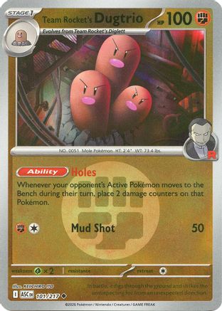 Team Rocket's Dugtrio (Energy Symbol Pattern) (101/217) - Reverse Holofoil ME Ascended Heroes - Uncommon