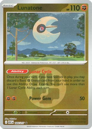 Lunatone (Energy Symbol Pattern) (105/null) - Reverse Holofoil ME Ascended Heroes - Rare