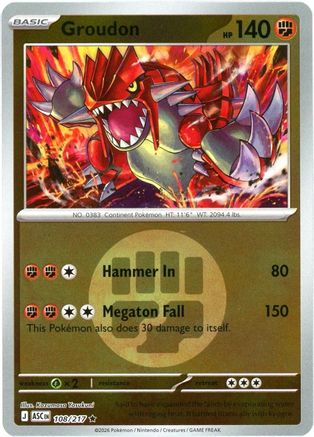 Groudon (Energy Symbol Pattern) (108) - Reverse Holofoil ME Ascended Heroes - Rare