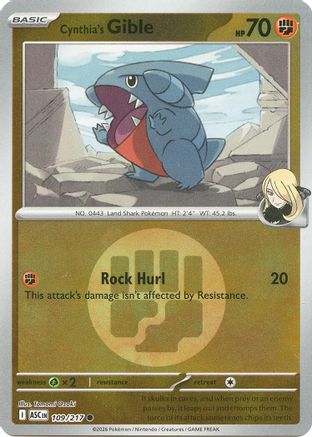 Cynthia's Gible (Energy Symbol Pattern) (109) - Reverse Holofoil ME Ascended Heroes - Common
