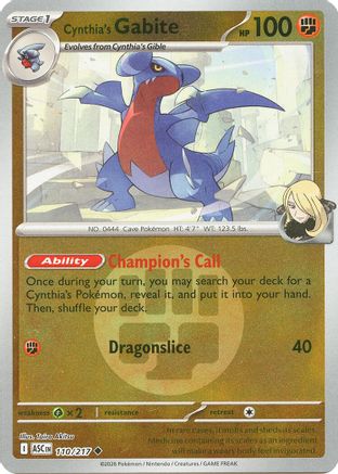 Cynthia's Gabite (Energy Symbol Pattern) (110) - Reverse Holofoil ME Ascended Heroes - Uncommon