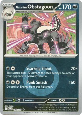 Galarian Obstagoon (Energy Symbol Pattern) (132/217) - Reverse Holofoil ME Ascended Heroes - Uncommon