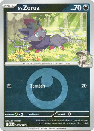 N's Zorua (Energy Symbol Pattern) (136/217) - Reverse Holofoil ME Ascended Heroes - Common