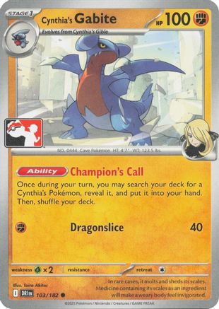 Cynthia's Gabite (103/null) Prize Pack Series Cards - Common