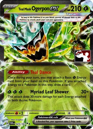 Teal Mask Ogerpon ex (Prize Pack Series ) (025/167) - Holofoil Prize Pack Series Cards - Double Rare