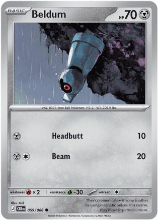 Beldum (059/null) - Reverse Holofoil ME04 Chaos Rising - Common