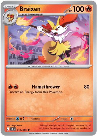 Braixen (012/null) - Reverse Holofoil ME04 Chaos Rising - Common