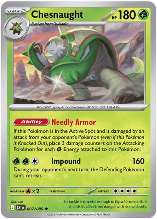 Chesnaught (007/null) - Reverse Holofoil ME04 Chaos Rising - Rare
