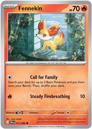 Fennekin (011/null) - Reverse Holofoil ME04 Chaos Rising - Common