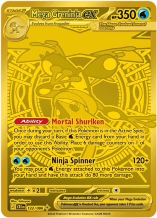 Mega Greninja ex (122/086) - Holofoil ME04 Chaos Rising - Mega Hyper Rare