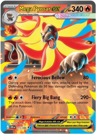 Mega Pyroar ex (015/086) - Holofoil ME04 Chaos Rising - Double Rare