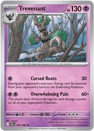 Trevenant (039/null) - Reverse Holofoil ME04 Chaos Rising - Rare