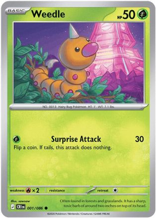 Weedle (001/null) - Reverse Holofoil ME04 Chaos Rising - Common