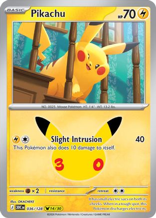 Pikachu (036/128) - Holofoil ME 30th Celebration - None