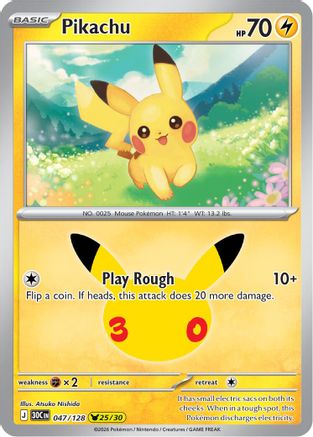 Pikachu (047/128) - Holofoil ME 30th Celebration - None