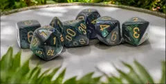 Chessex Mega-Hedral 7 Die Set Scarab Jade/Gold
