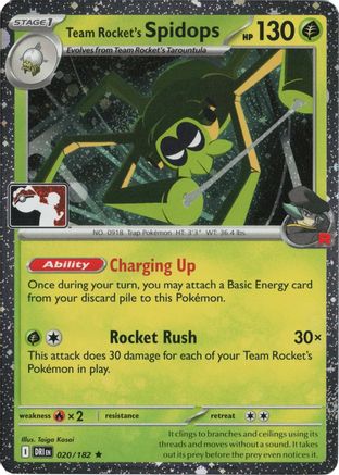 Team Rocket's Spidops (Cosmos Holo) (020/182) - Holofoil Prize Pack Series Cards - Rare