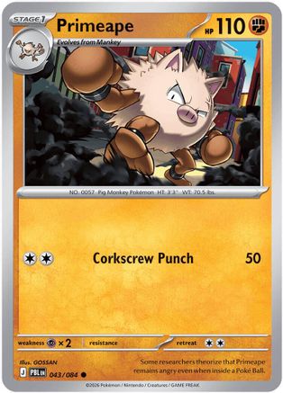 Primeape (043/null) - Reverse Holofoil ME05 Pitch Black - Common
