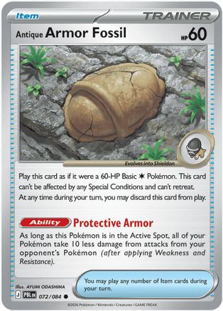 Antique Armor Fossil (072/null) - Reverse Holofoil ME05 Pitch Black - Common