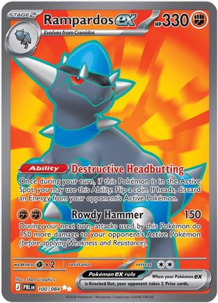 Rampardos ex (100/084) - Holofoil ME05 Pitch Black - Ultra Rare
