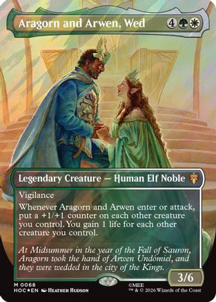 Aragorn and Arwen, Wed (Borderless) (Surge Foil) (HOC-068) - The Hobbit Foil
