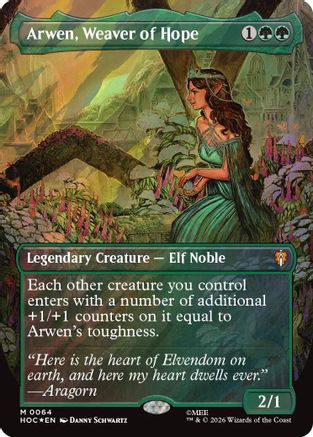 Arwen, Weaver of Hope (Borderless) (Surge Foil) (HOC-064) - The Hobbit: Eternal-Legal Foil