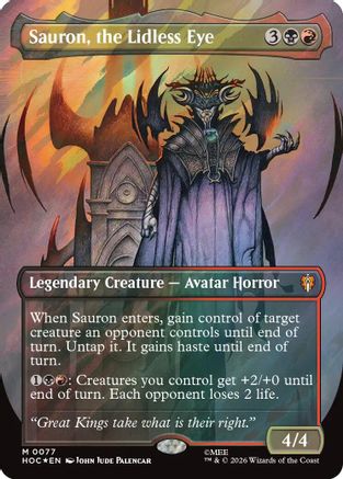 Sauron, the Lidless Eye (Borderless) (Surge Foil) (HOC-077) - The Hobbit: Eternal-Legal Foil