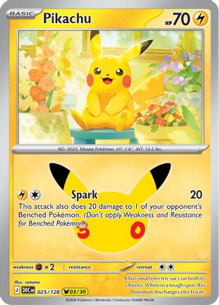 Pikachu (025/128) - Holofoil ME 30th Celebration - None