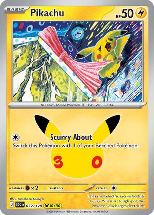 Pikachu (032/128) - Holofoil ME 30th Celebration - None
