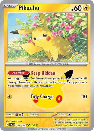 Pikachu (033/128) - Holofoil ME 30th Celebration - None