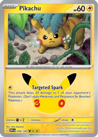 Pikachu (038/128) - Holofoil ME 30th Celebration - None