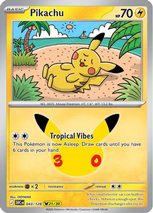 Pikachu (043/128) - Holofoil ME 30th Celebration - None