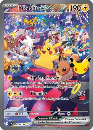 Pikachu ex (150/128) - Holofoil ME 30th Celebration - Special Illustration Rare