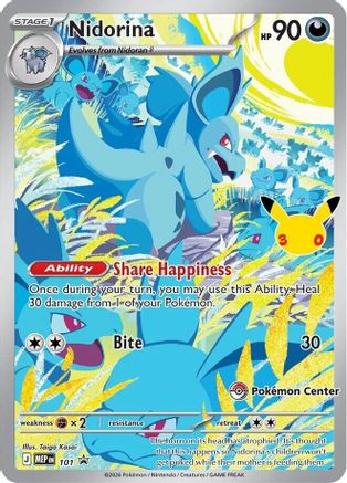 Nidorina (30th Celebration) (Pokemon Center Exclusive) (101) - Holofoil ME Mega Evolution Promo - Promo