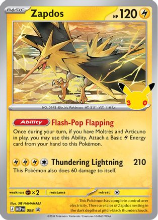 Zapdos (30th Celebration) (098) - Holofoil ME Mega Evolution Promo - Promo