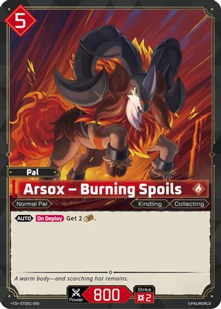 Arsox - Burning Spoils (ETD01-005) - TD01 Dawn of Palpagos RedBlue