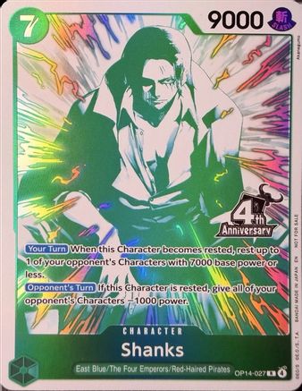 Shanks (4th Anniversary Treasure Campaign Pack) (OP14-027) - One Piece Promotion Cards Foil