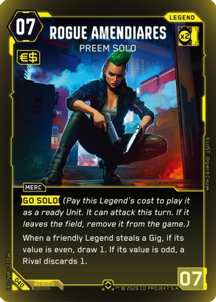 Rogue Amendiares - Preem Solo (Rare) (040) - Welcome to Night City  Retail Foil