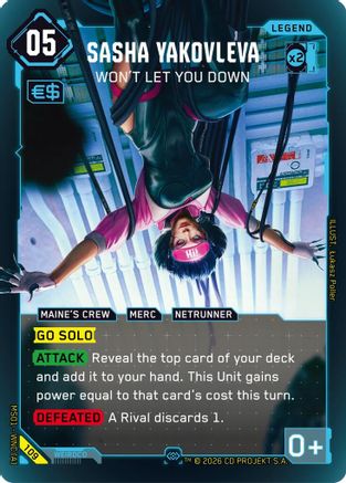 Sasha Yakovleva - Won't Let You Down (Secret) (109) - Welcome to Night City  Retail Foil